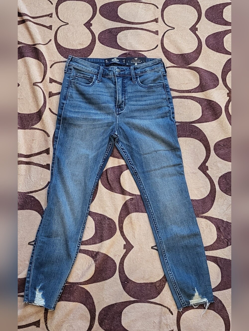 Hollister High-Rise Crop Super Skinny Blue Stretch Denim Jeans- 5S NWT